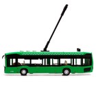Троллейбус «Городской», 19 см, 3 кнопки, инерция, цвет зелёный, световые и звуковые эффекты - фото 3881492