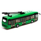 Троллейбус «Городской», 19 см, 3 кнопки, инерция, цвет зелёный, световые и звуковые эффекты - фото 9174700