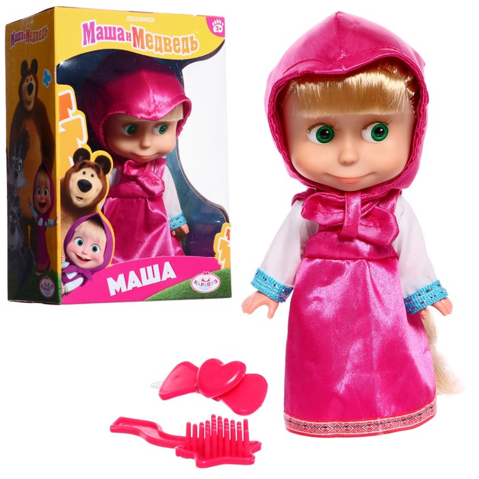 Кукла «Маша и медведь», 15 см, без звука, в розовом платье - Фото 1