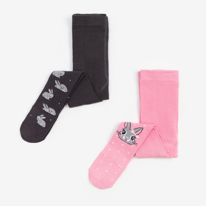 Набор колготок Крошка Я «Зайчик», рост 86-92 см, цвет серый/розовый - Фото 1