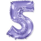 Шар фольгированный 40 «Цифра 5», сиреневый, Lilac - фото 321364939