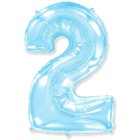 Шар фольгированный 40 «Цифра 2», голубой, Pastel Blue - фото 319086484