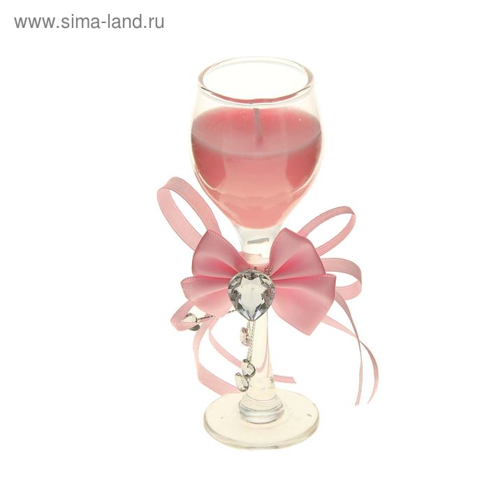 Свеча восковая "Бант", цвет розовый - Фото 1