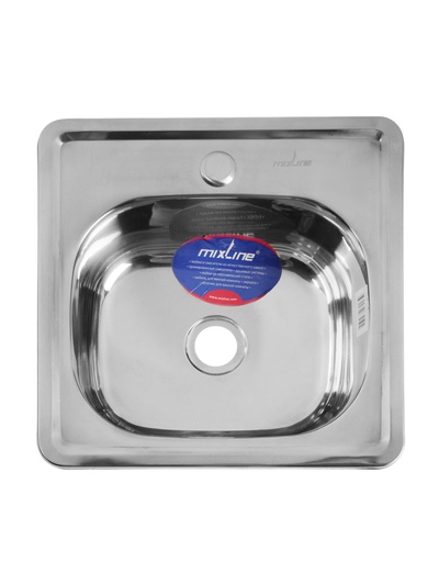 УЦЕНКА Мойка кухонная MIXLINE 531266, врезная, толщина 0.6 мм, 38×38×15 см, вып. 1 1/2", гофросифон