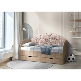 Кровать без бортика «Софа 11», 800 × 1600 мм, цвет корпуса дуб сонома / велюр Мишки