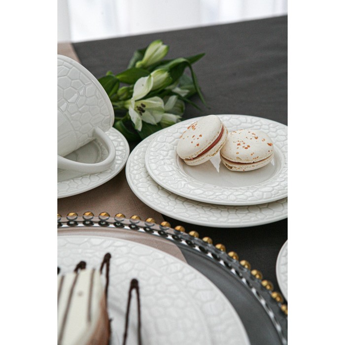 Тарелка фарфоровая десертная Magistro Rodos, d=18 см, цвет белый - фото 1909004798