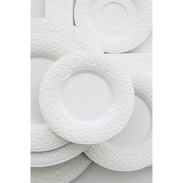 Тарелка фарфоровая десертная Magistro Rodos, d=18 см, цвет белый - фото 1909004797