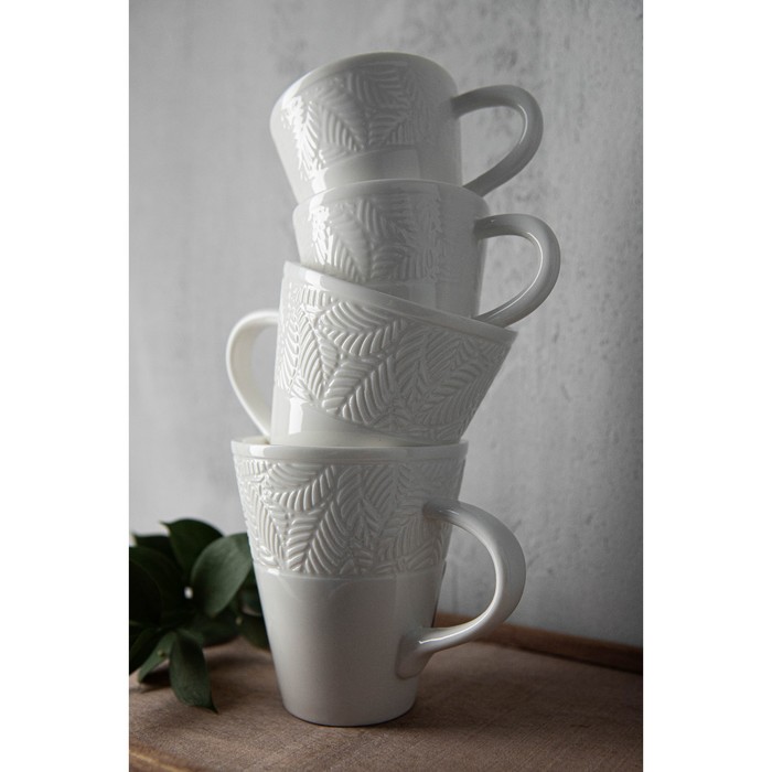 Чайная пара фарфоровая Magistro Сrotone, 2 предмета: чашка 220 мл, блюдце d=15 см, цвет белый - фото 1906096057