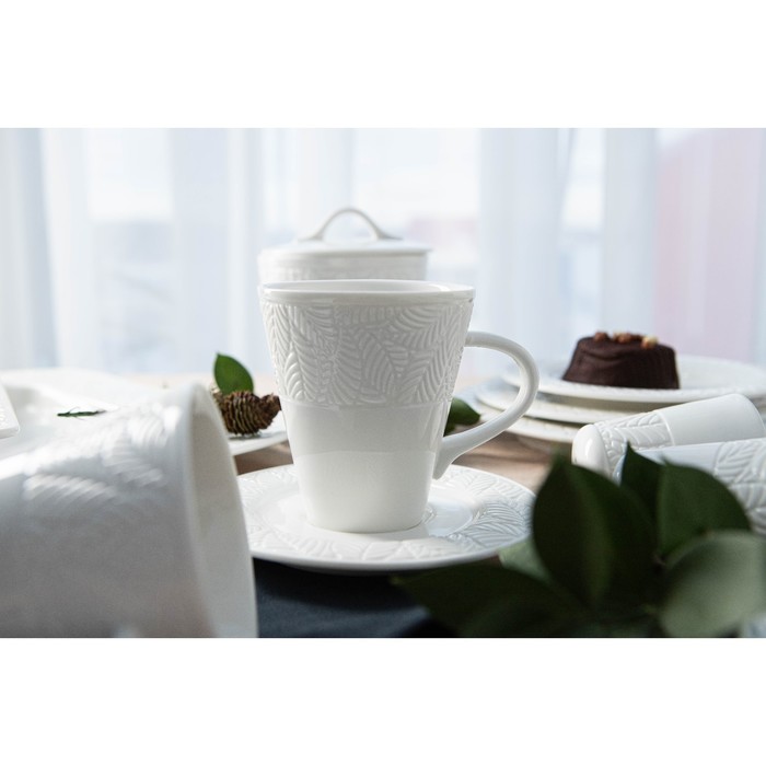 Чайная пара фарфоровая Magistro Сrotone, 2 предмета: чашка 220 мл, блюдце d=15 см, цвет белый - Фото 1
