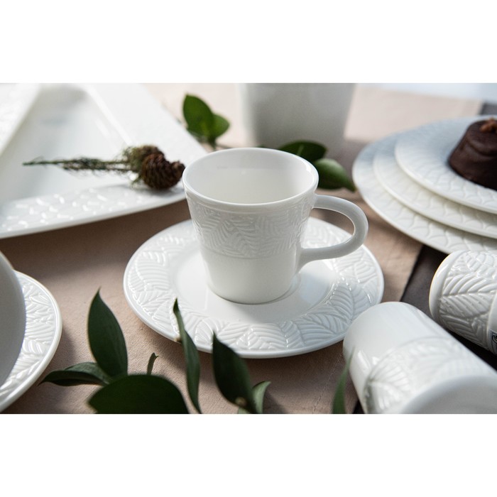 Чашка фарфоровая кофейная Magistro Сrotone, 100 мл, цвет белый - фото 1906096073