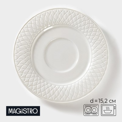 Блюдце фарфоровое Magistro Argos, d=15,2 см, цвет белый