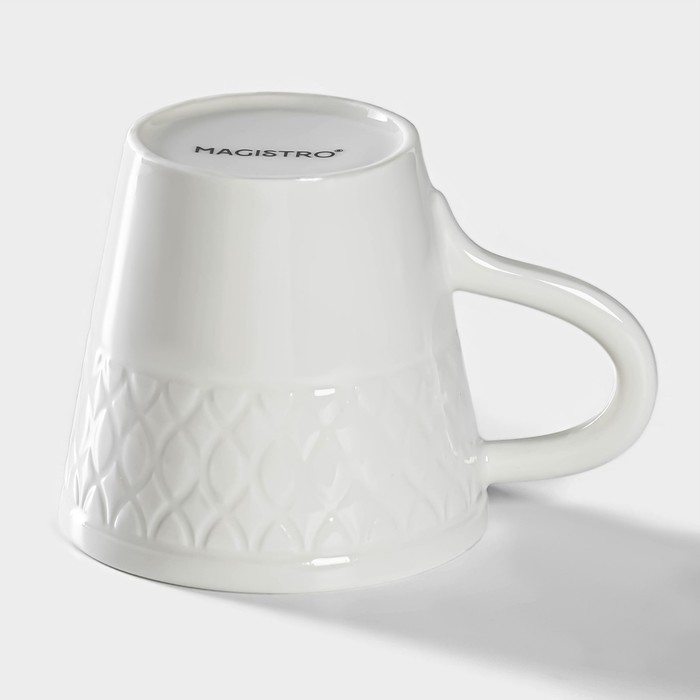 Чашка фарфоровая кофейная Magistro Argos, 100 мл, цвет белый - фото 1906096165