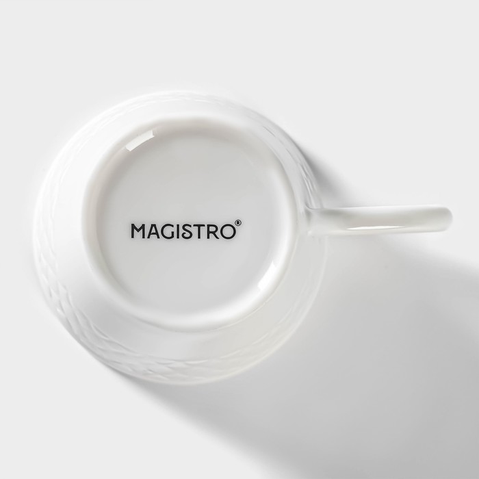 Чашка фарфоровая кофейная Magistro Argos, 100 мл, цвет белый - фото 1906096164