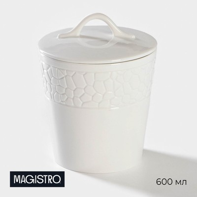Банка для сыпучих Magistro Rodos, 600 мл, 12.5×15.4 см, фарфор, белая