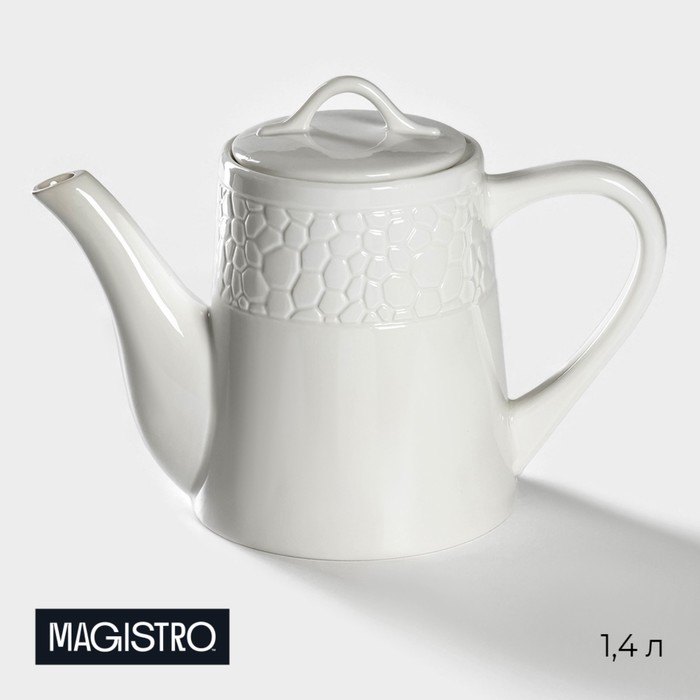 Чайник фарфоровый заварочный Magistro Rodos, 1,4 л, цвет белый - Фото 1