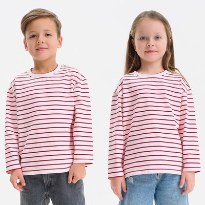 Лонгслив детский в полоску KAFTAN, размер 30 (98-104 см), цвет белый/красный