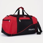 Сумка спортивная на молнии с подкладкой, 3 наружных кармана, цвет чёрный/красный - фото 319734984