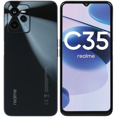 Смартфон Realme C35, 6.6", LCD, 2 sim, 4 Гб, 64 Гб, 50 Мп, 8 Мп, 5000 мАч, NFC, черный