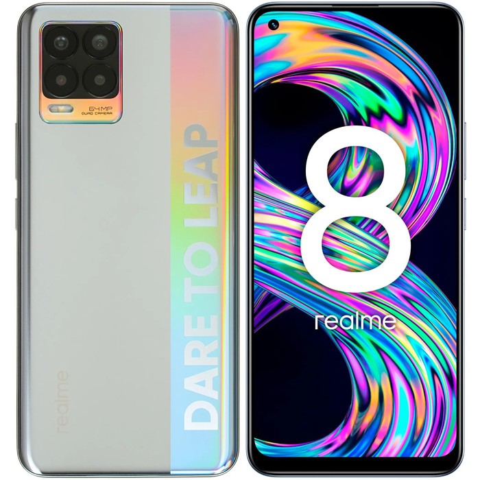 Смартфон Realme 8, 6.4", SAmoled, 2 sim, 6Гб, 128Гб, 64Мп, 16Мп, 5000 мАч, NFC, серебристый - Фото 1