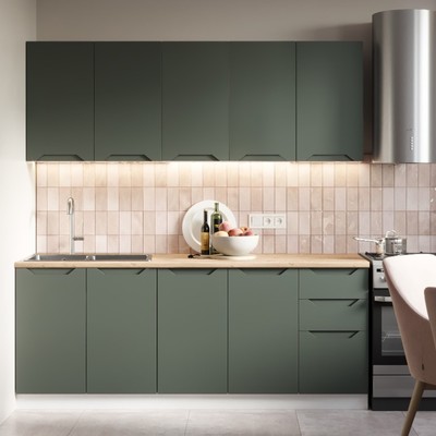 Кухонный гарнитур прямой «Хельга», с столешницей, 2000 мм, МДФ, цвет олива софт