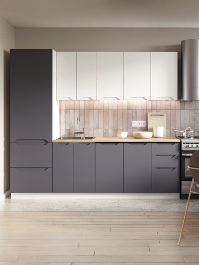 Кухонный гарнитур прямой «Хельга», с столешницей, с пеналом, 2400 мм, цвет грей софт МДФ/маренго