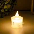 Ночник "Морозная свеча" LED 3000К от батареек AG13 белый 3,5х3,5х5см - Фото 3