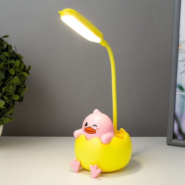 Настольная лампа "Утенок" LED 3Вт USB АКБ желто-розовый 9х9,2х22,7 см RISALUX - фото 1907543685