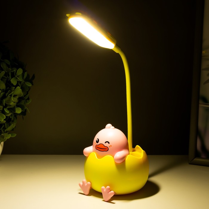 Настольная лампа "Утенок" LED 3Вт USB АКБ желто-розовый 9х9,2х22,7 см RISALUX - фото 1907543686