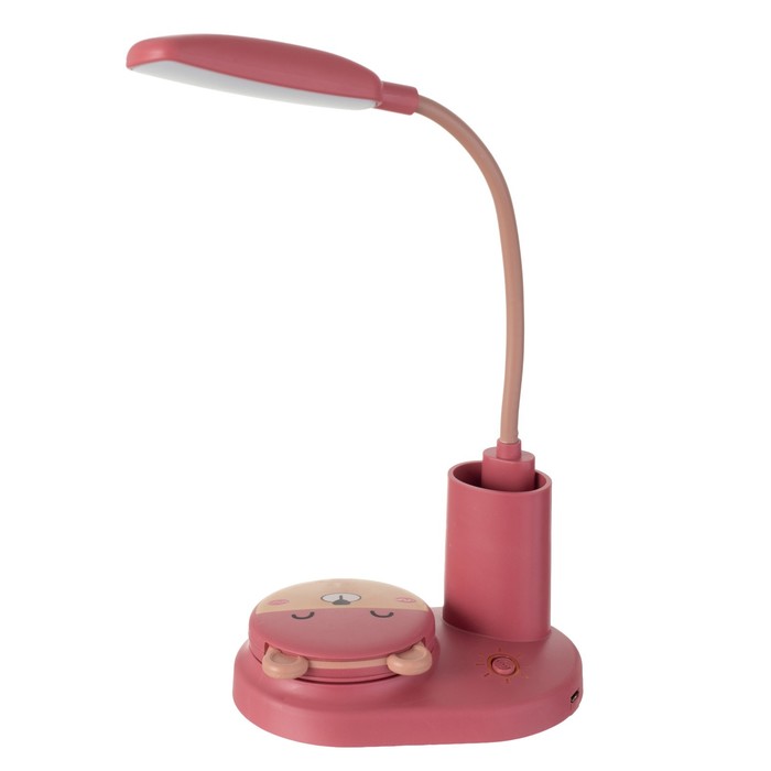 Настольная лампа "Мишка" LED 3Вт USB АКБ красный 12х8х31,5 см RISALUX - фото 1926519550