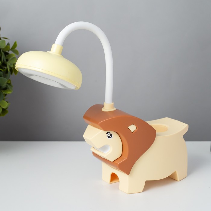 Настольная лампа "Львёнок" LED USB АКБ желто-шоколадный 7,5х13х29 см RISALUX - Фото 1