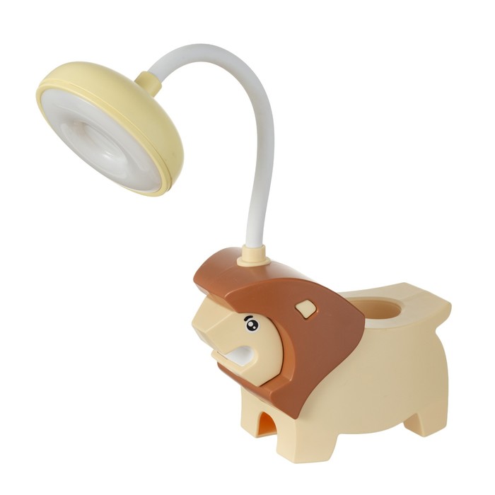 Настольная лампа "Львёнок" LED USB АКБ желто-шоколадный 7,5х13х29 см RISALUX - фото 1907543947