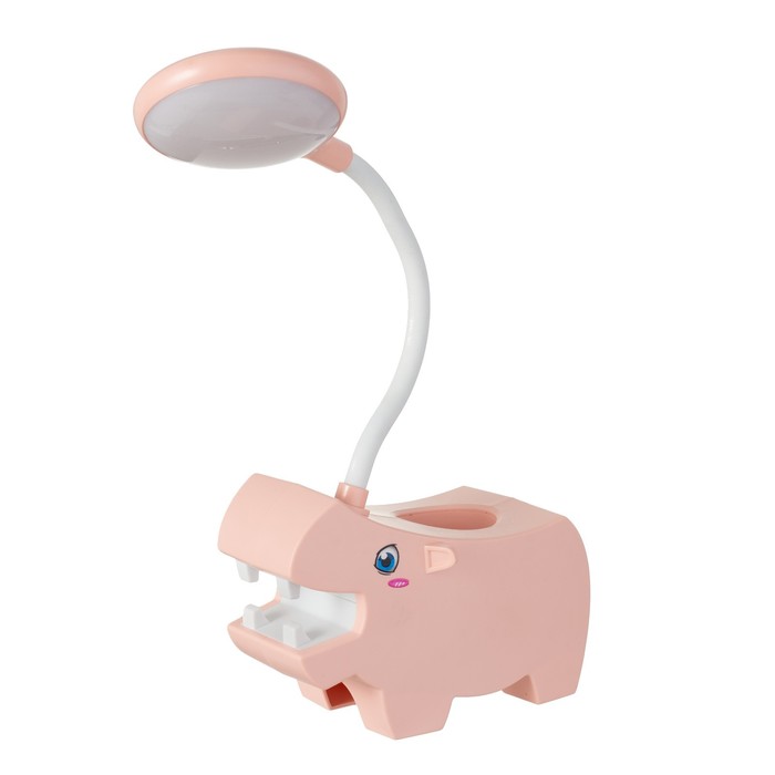 Настольная лампа "Бегемотик" LED USB АКБ розовый 7,5х13х29 см RISALUX - фото 1907543958