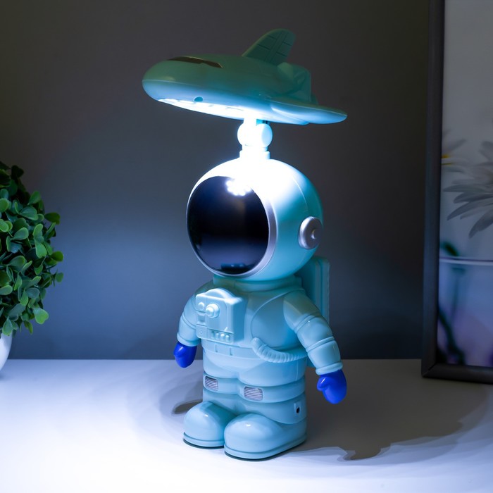 Настольная лампа "Космонавт и космолёт" LED USB АКБ МИКС 14,5х15х29,5 см RISALUX - фото 1906096730