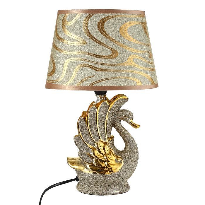 Настольная лампа "Лебедь" Е14 40Вт серо-золотой 15х19х32 см RISALUX - фото 1891385181