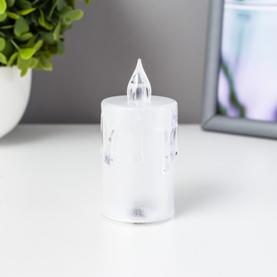 Светодиодная свеча, ночник LED RISALUX «Морозец», от батареек 3×AG13, белый, 3.5×3.5×8 см