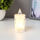 Светодиодная свеча, ночник LED RISALUX «Морозец», от батареек 3×AG13, белый, 3.5×3.5×8 см - Фото 2