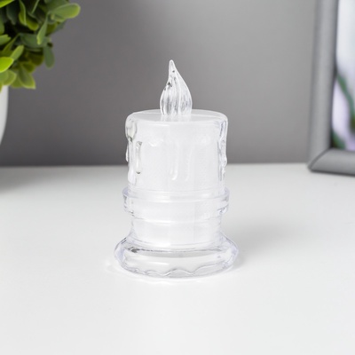 Светодиодная свеча, ночник LED RISALUX «Морозная», от батареек 3×AG10, белый, 4.5×4.5×8 см