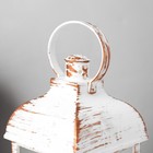 Светодиодная свеча в подсвечнике RISALUX «Фонарь и ромбы», LED-ночник, от батареек 3×ААА, белый с золотой патиной, 11×11×21.5 см - Фото 4