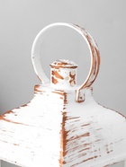 Светодиодная свеча в подсвечнике RISALUX «Фонарь и ромбы», LED-ночник, от батареек 3×ААА, белый с золотой патиной, 11×11×21.5 см - фото 68107258