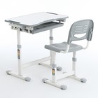 Парта растущая со стулом B201, h=54-76 см, цвет серый (ростовая группа 2-7) - фото 21805757