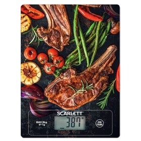 

Весы кухонные Scarlett SC-KS57P39, электронные, до 8 кг, рисунок "Стейки"