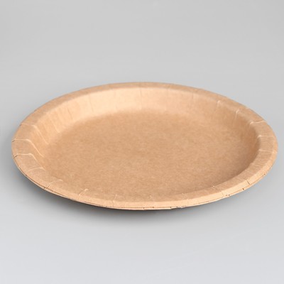 Тарелка одноразовая «Крафт» с бортом, картон, 23 см