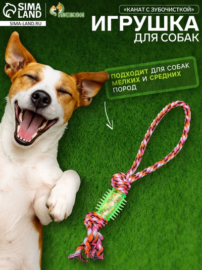 Игрушка канатная «Канат с зубочисткой», тренировочная, до 80 г, до 40 см, МИКС