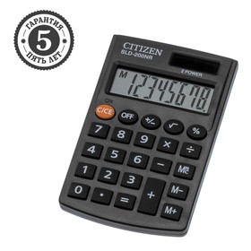 Калькулятор карманный Citizen 'SLD-200NR', 8-разрядный, 62 х 98 х 10 мм, двойное питание, чёрный