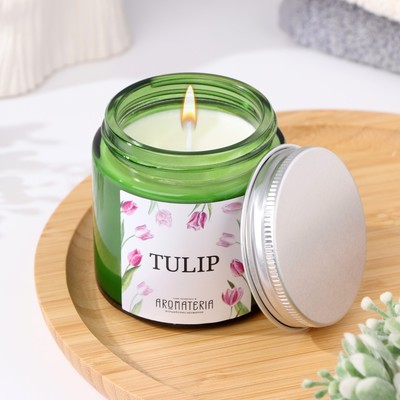 Ароматическая свеча в банке Spring Flowers. Tulip, из соевого воска, 25 ч, 120 мл, тюльпан