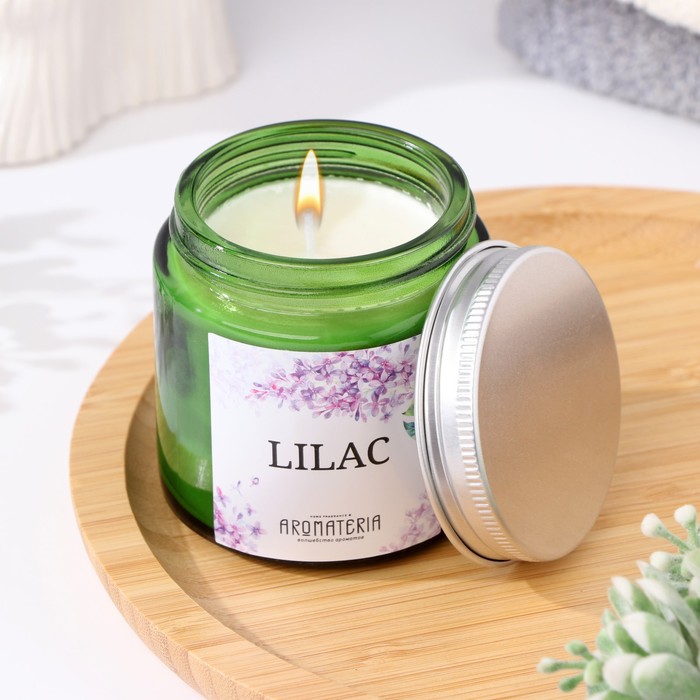 Ароматическая свеча в банке из соевого воска Spring Flowers. Lilac, 25 ч, 120 мл, сирень - Фото 1