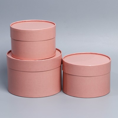 Набор шляпных коробок 3 в1, упаковка подарочная, кофейный, 16 х 16 х 10 - 13 х 13 х 8.5 см