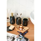 Набор аксессуаров для ванной комнаты SAVANNA «Малахит», 4 предмета (мыльница, дозатор для мыла 400 мл, 2 стакана), цвет чёрный - фото 6716135