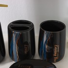 Набор аксессуаров для ванной комнаты SAVANNA «Малахит», 4 предмета (мыльница, дозатор для мыла 400 мл, 2 стакана), цвет чёрный - фото 6716131