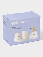 Аксессуары для ванной SAVANNA Stone, 4 предмета: мыльница, дозатор для мыла, 2 стакана, белые - Фото 8